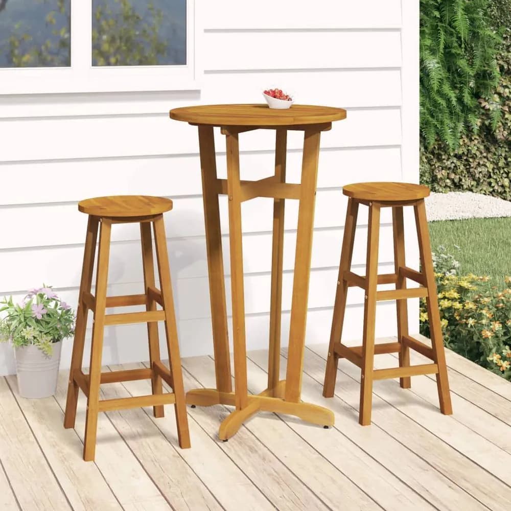 image-3 Piece Bar Set Solid Wood Acacia