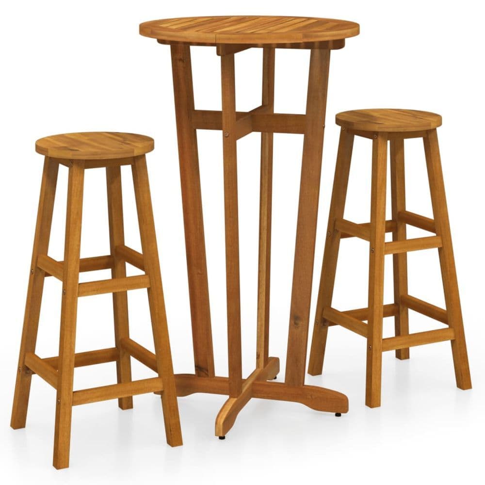 image-3 Piece Bar Set Solid Wood Acacia