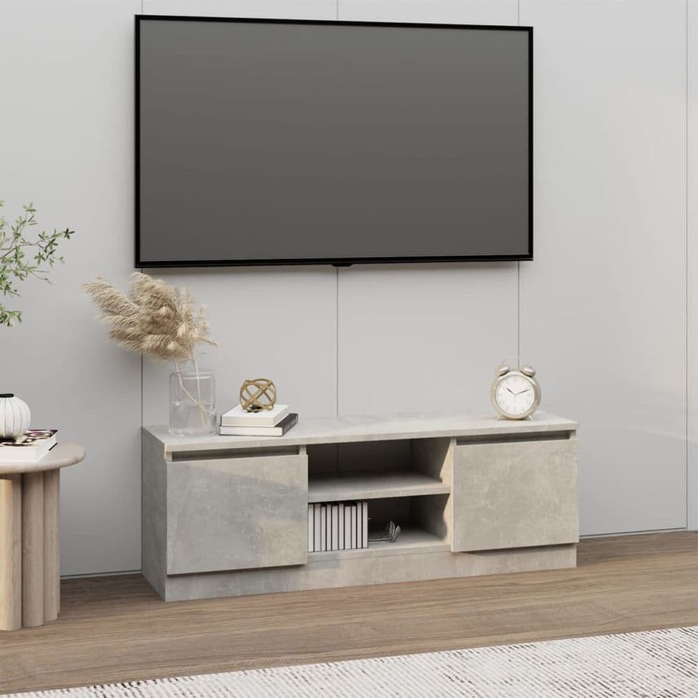 image-vidaXL TV Cabinet with Door Concrete Grey 102x30x36 cm