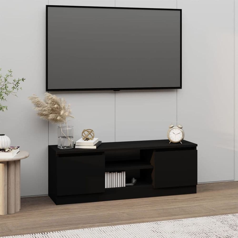 image-vidaXL TV Cabinet with Door Concrete Grey 102x30x36 cm