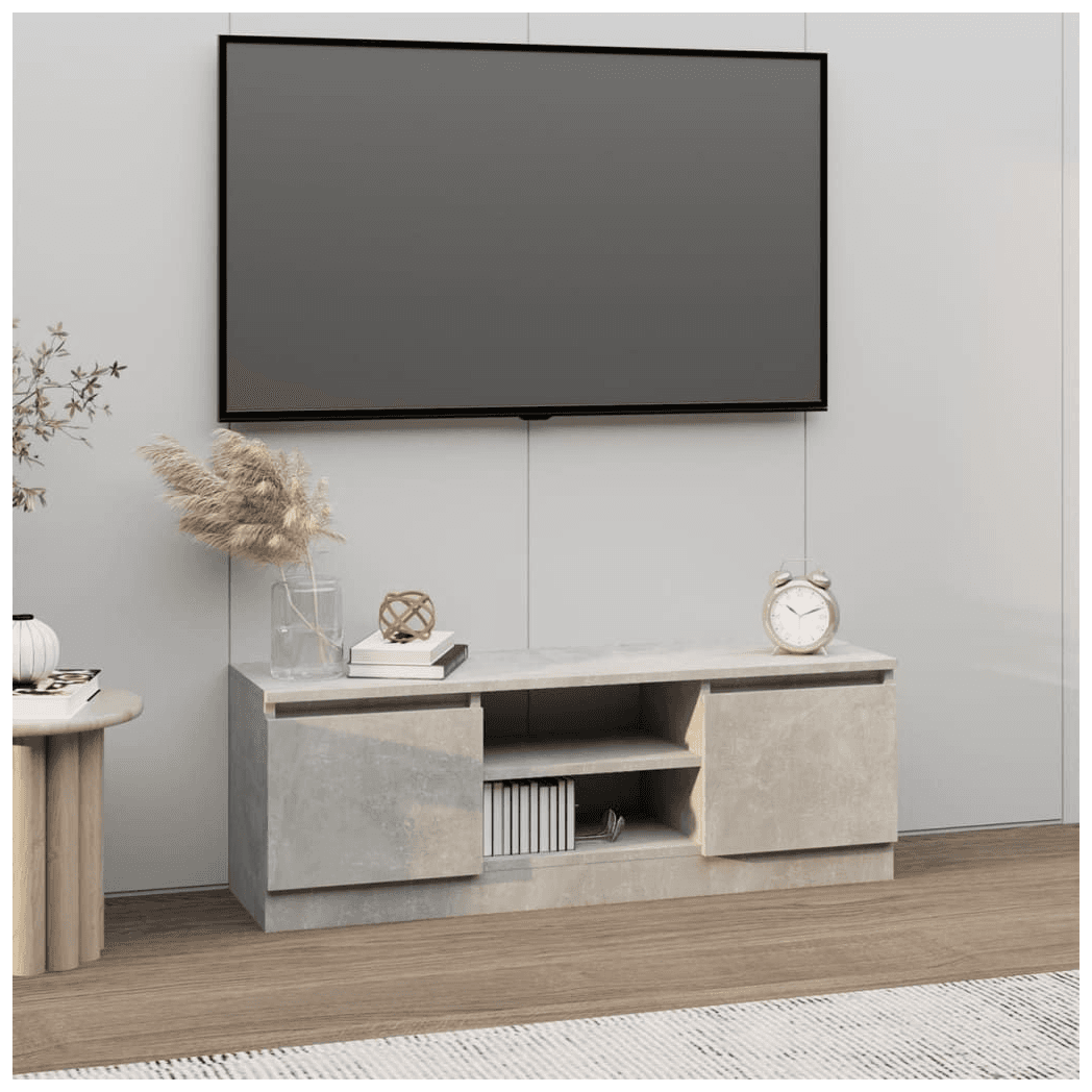 image-vidaXL TV Cabinet with Door Concrete Grey 102x30x36 cm