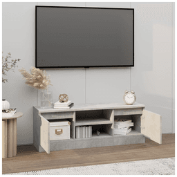 image-vidaXL TV Cabinet with Door Concrete Grey 102x30x36 cm