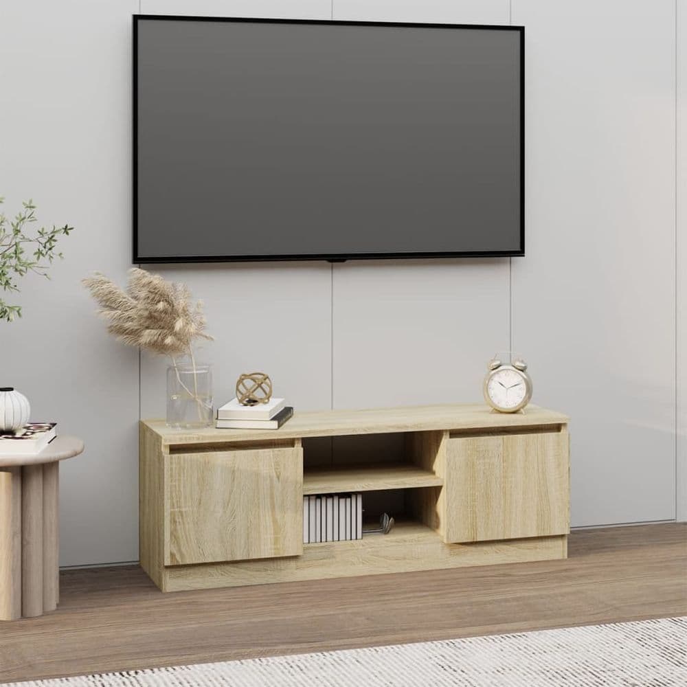 image-vidaXL TV Cabinet with Door Concrete Grey 102x30x36 cm