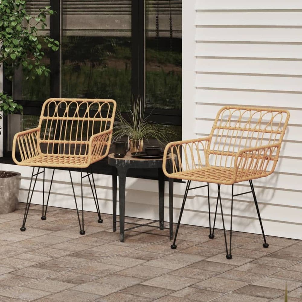 image-Garden Chairs 2 pcs with Armrest 56x64x80 cm PE Rattan