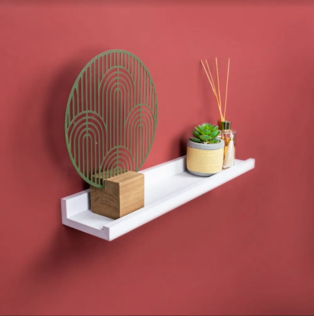 image-Set of 2- Single Photo White Wall Floating Shelf 48cm - CHELF