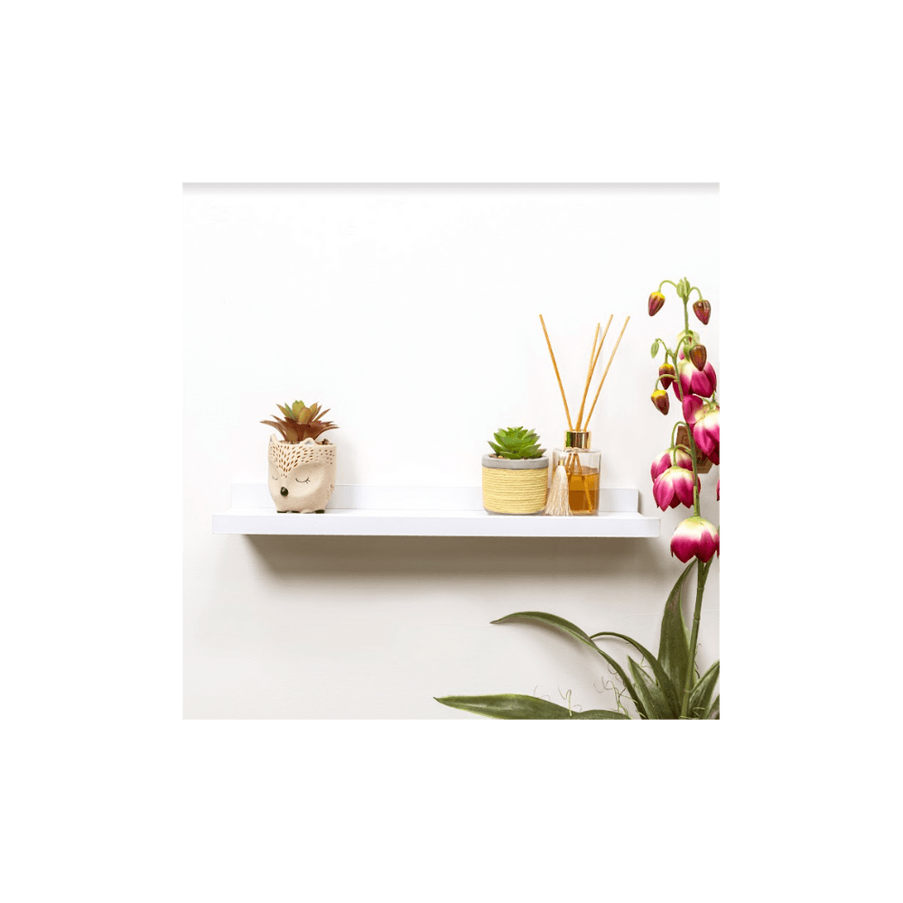 image-Set of 2- Single Photo White Wall Floating Shelf 48cm - CHELF