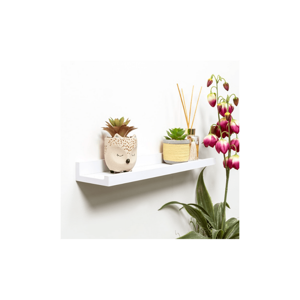 image-Set of 2- Single Photo White Wall Floating Shelf 48cm - CHELF