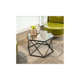 image-Hexagon Tempered Glass Black Coffee Side Table (Big) - SLENDER