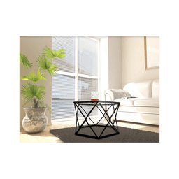 image-Hexagon Tempered Glass Black Coffee Side Table (Big) - SLENDER