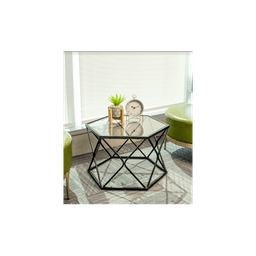 image-Hexagon Tempered Glass Black Coffee Side Table (Big) - SLENDER