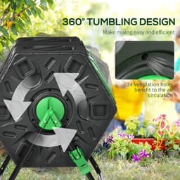 image-Outsunny 130L Compost Bin Dual Chamber Rotating Composter w/ Ventilation Holes