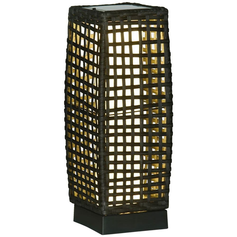 image-Outsunny Outdoor Rattan Solar Lantern wtih Auto On/Off Solar Powered LED Lights