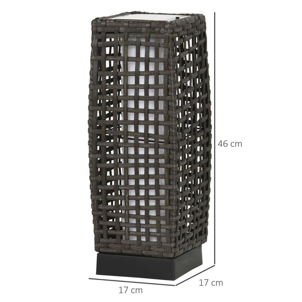 image-Outsunny Outdoor Rattan Solar Lantern wtih Auto On/Off Solar Powered LED Lights