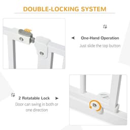 image-PawHut Dog Gate Wide Stair Gate w/ Door Pressure Fit, 75-115W cm, White