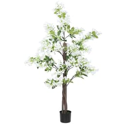 image-HOMCOM Potted Artificial Plants Honeysuckle Flower for Indoor Outdoor, White