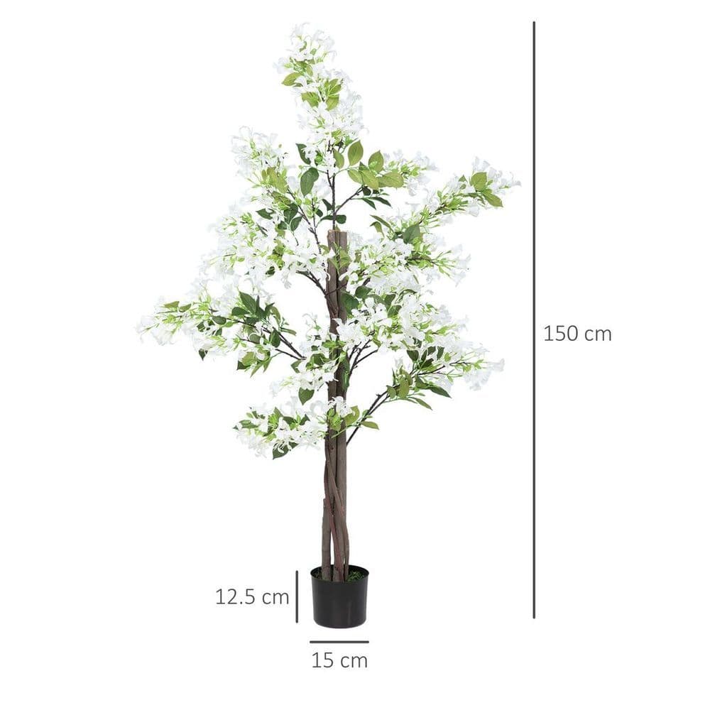 image-HOMCOM Potted Artificial Plants Honeysuckle Flower for Indoor Outdoor, White