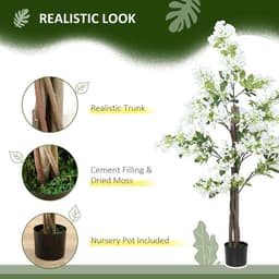 image-HOMCOM Potted Artificial Plants Honeysuckle Flower for Indoor Outdoor, White