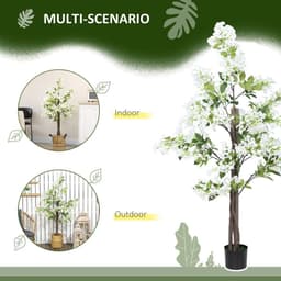 image-HOMCOM Potted Artificial Plants Honeysuckle Flower for Indoor Outdoor, White