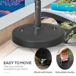 image-Outsunny 23.5kg Round Resin Garden Parasol Base for Poles of 38mm-48mm