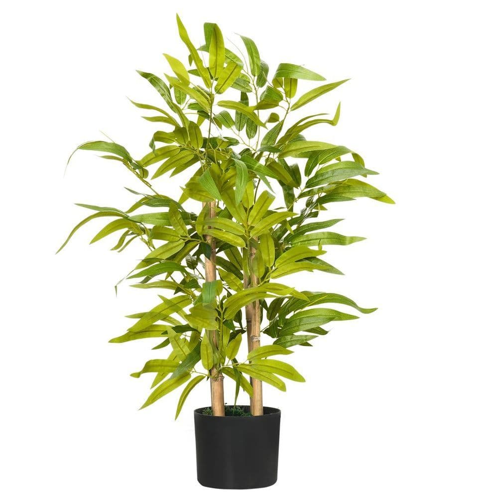 image-HOMCOM Potted Artificial Plants Bamboo Tree for Desk Indoor Outdoor, 60cm