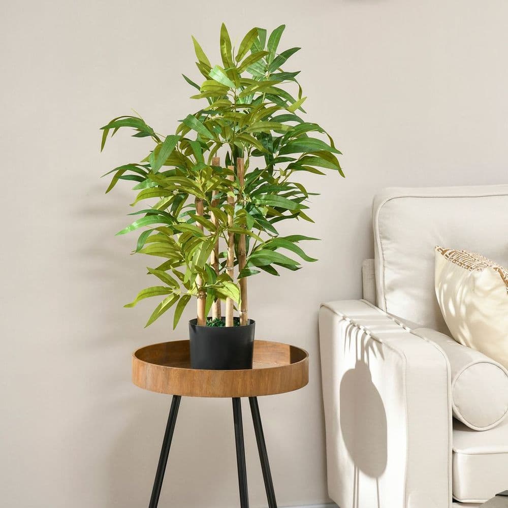 image-HOMCOM Potted Artificial Plants Bamboo Tree for Desk Indoor Outdoor, 60cm