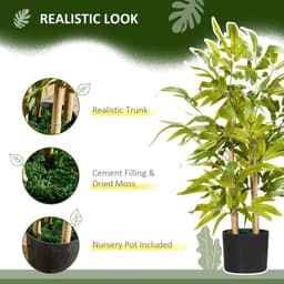 image-HOMCOM Potted Artificial Plants Bamboo Tree for Desk Indoor Outdoor, 60cm