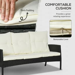 image-Outsunny Rattan Garden Furniture Sofa Set, 2 Armchairs 2 Footstools Table White