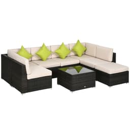 image-Outsunny 8 Pieces Patio Rattan Sofa Set Garden Furniture Set for Outdoor Brown