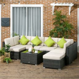 image-Outsunny 8 Pieces Patio Rattan Sofa Set Garden Furniture Set for Outdoor Brown