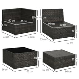 image-Outsunny 8 Pieces Patio Rattan Sofa Set Garden Furniture Set for Outdoor Brown