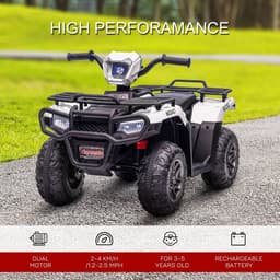 image-HOMCOM 12V Electric Quad Bike for Kids w/ LED Headlights, Music - White
