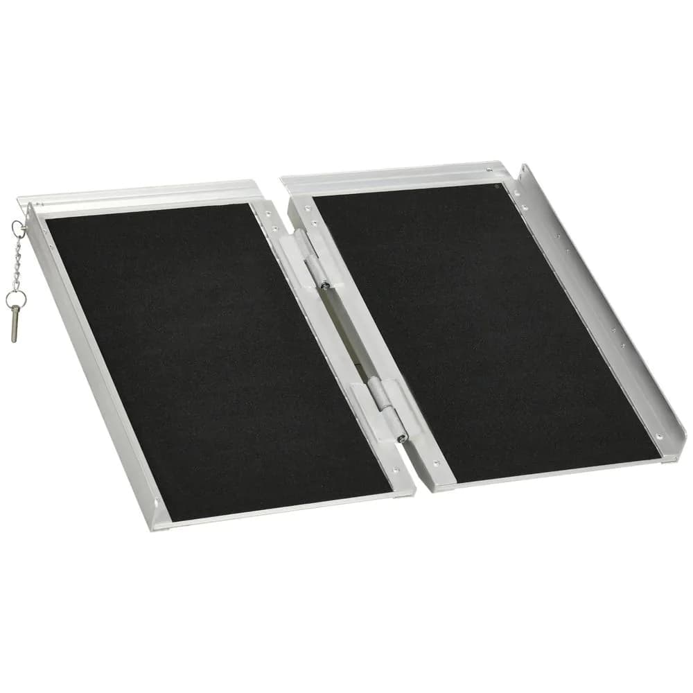 image-HOMCOM Duo Wheelchair Ramp Pushchair Mobility Assistance w/Carry Handle 72x61cm