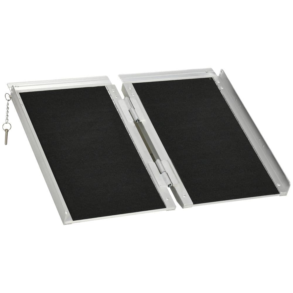 image-HOMCOM Duo Wheelchair Ramp Pushchair Mobility Assistance w/Carry Handle 72x61cm
