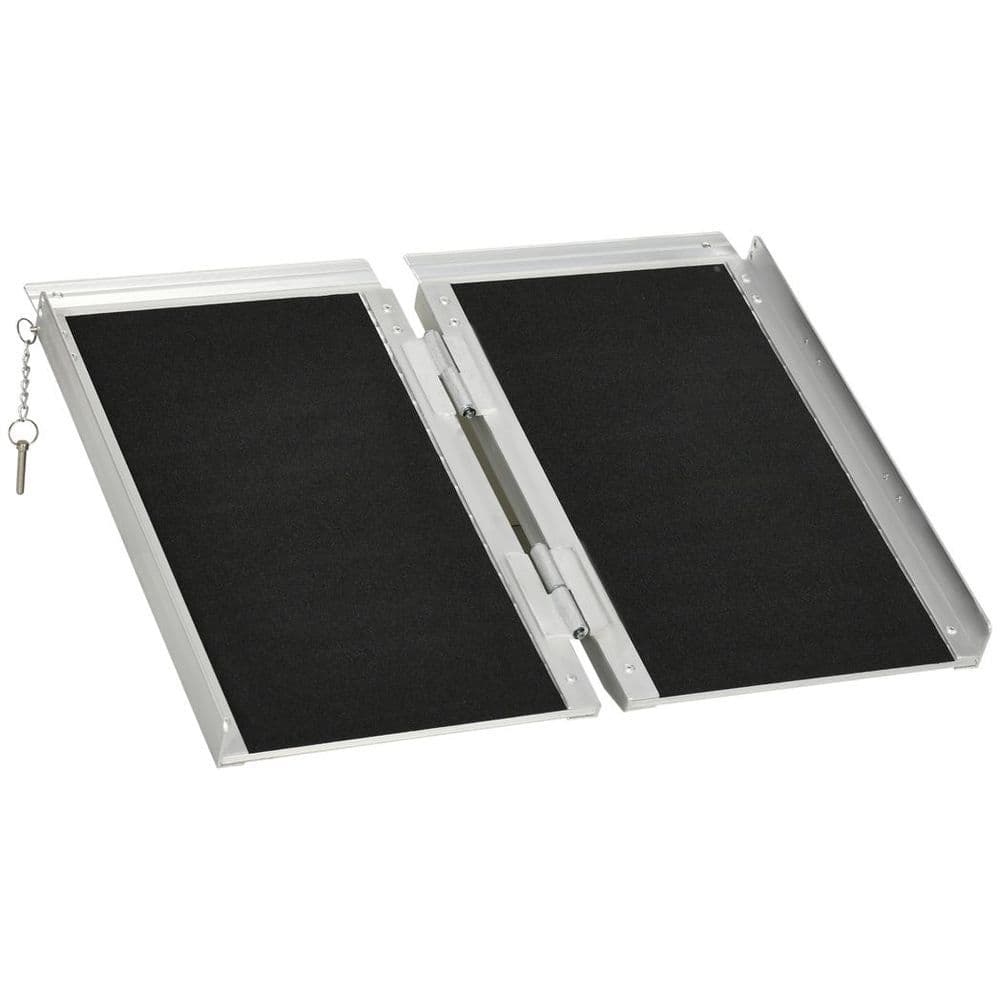 image-HOMCOM Duo Wheelchair Ramp Pushchair Mobility Assistance w/Carry Handle 72x61cm