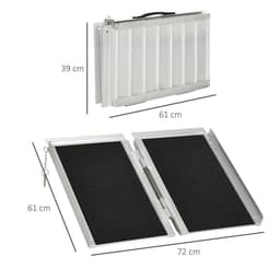 image-HOMCOM Duo Wheelchair Ramp Pushchair Mobility Assistance w/Carry Handle 72x61cm
