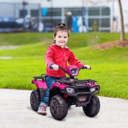 image-HOMCOM 12V Electric Quad Bike for Kids w/ LED Headlights, Music - Pink