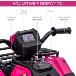image-HOMCOM 12V Electric Quad Bike for Kids w/ LED Headlights, Music - Pink