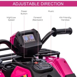 image-HOMCOM 12V Electric Quad Bike for Kids w/ LED Headlights, Music - Pink