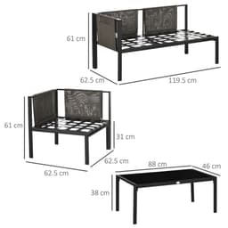 image-Outsunny 4 Piece Garden Furniture Set w/ Breathable Mesh Pocket, Light Grey
