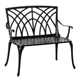 image-Outsunny 2-Seater Cast Aluminium Garden Bench Loveseat Ergonomic Armrest
