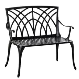 image-Outsunny 2-Seater Cast Aluminium Garden Bench Loveseat Ergonomic Armrest