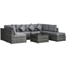 image-Outsunny 8 Pieces Patio Rattan Sofa Set Garden Furniture Set for Outdoor Grey