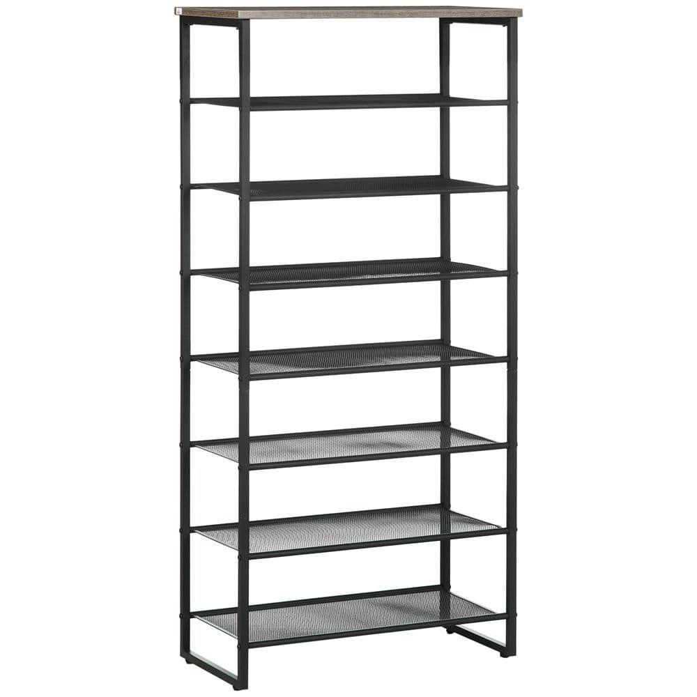 image-HOMCOM Shoe Rack, 8-tier Shoe Storage Shelf for 21-24 Pair Shoes for Entryway