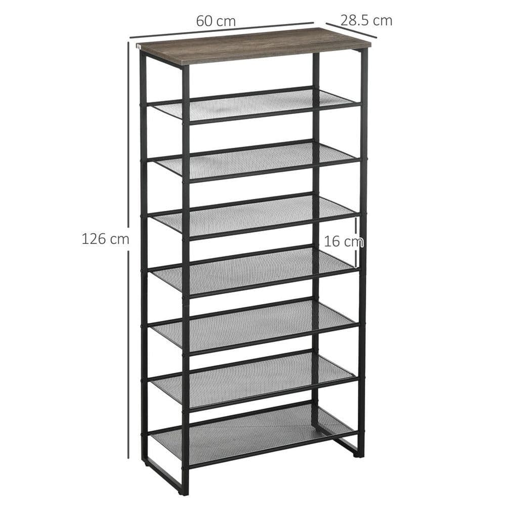 image-HOMCOM Shoe Rack, 8-tier Shoe Storage Shelf for 21-24 Pair Shoes for Entryway