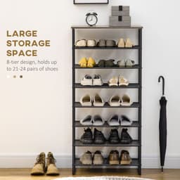image-HOMCOM Shoe Rack, 8-tier Shoe Storage Shelf for 21-24 Pair Shoes for Entryway