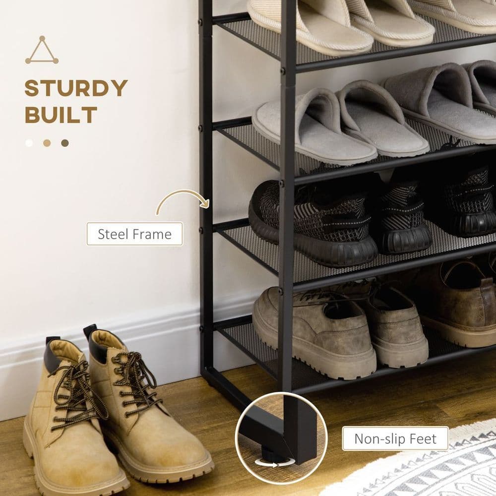 image-HOMCOM Shoe Rack, 8-tier Shoe Storage Shelf for 21-24 Pair Shoes for Entryway