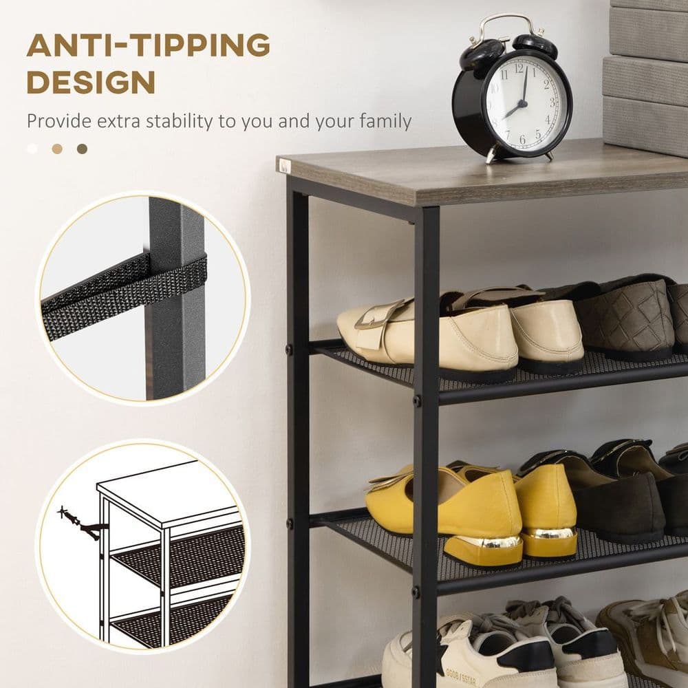 image-HOMCOM Shoe Rack, 8-tier Shoe Storage Shelf for 21-24 Pair Shoes for Entryway
