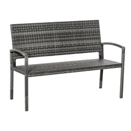 image-Outsunny Patio Rattan 2 Seater Garden Bench Love Seater Garden Armchair Grey