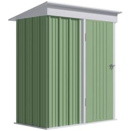 image-Outsunny Steel Garden Shed, Small Lean-to Shed for Bike Tool, 5x3 ft, Green