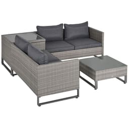 image-Outsunny 4 PCs Rattan Wicker Sofa Set Conservatory Furniture w/ Side Storage Box